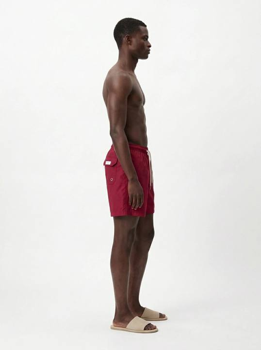 CRIMSON RED SOLID BASIC RELAXED SWIM TRUNK S27