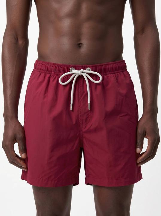 CRIMSON RED SOLID BASIC RELAXED SWIM TRUNK S27