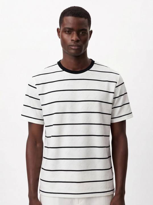 OFF WHITE BRETON STRIPE CREWNECK SLIM-FIT T-SHIRT S27