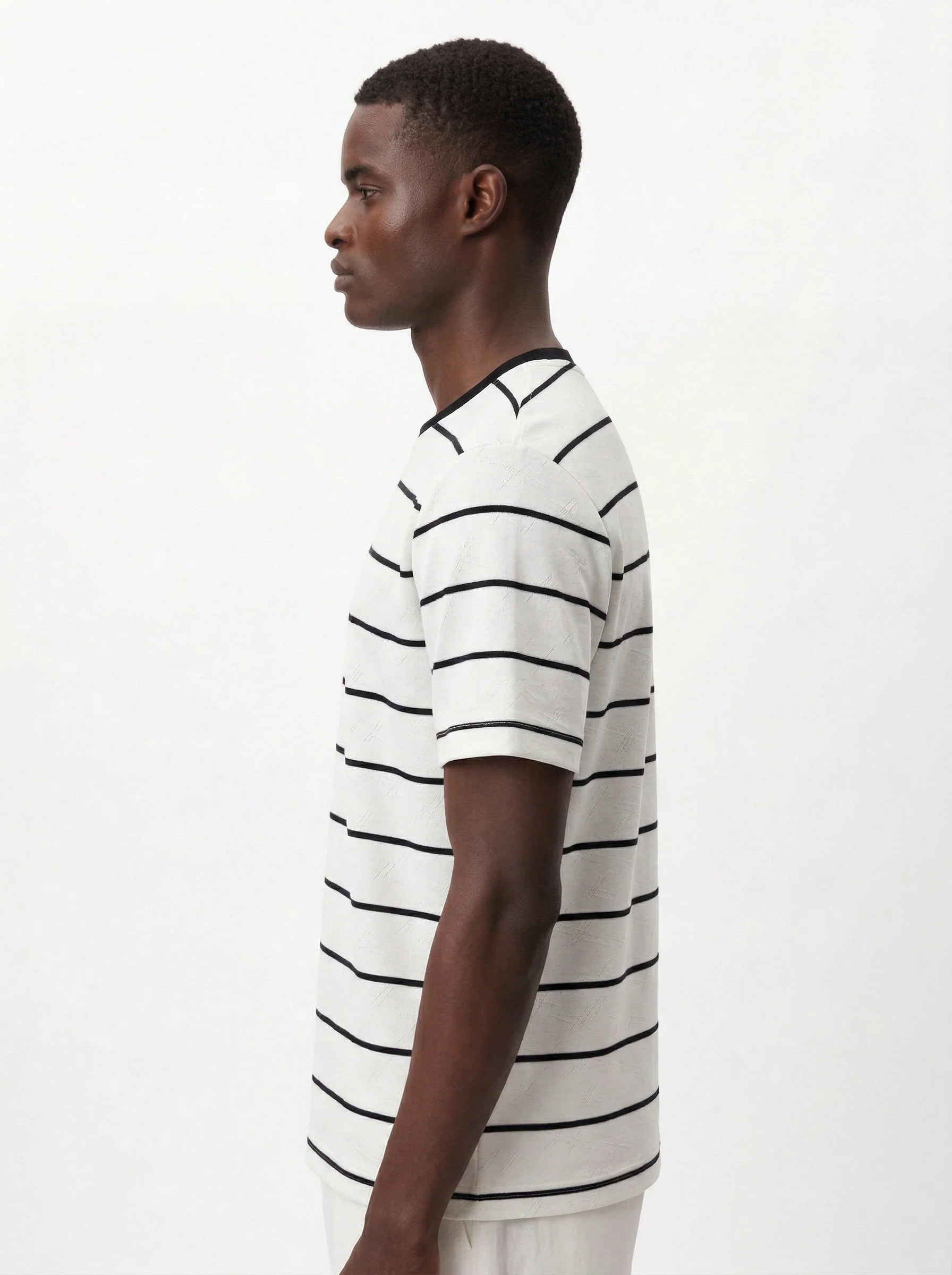 OFF WHITE BRETON STRIPE CREWNECK SLIM-FIT T-SHIRT S27