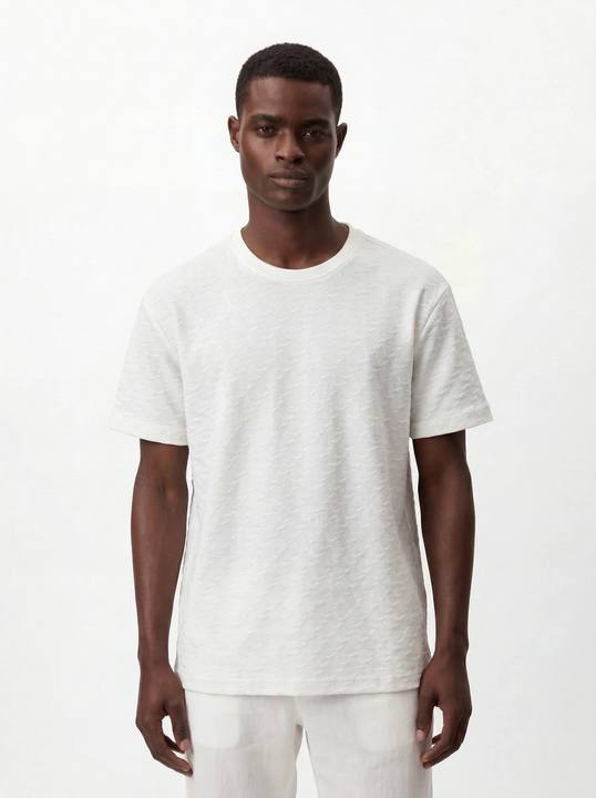 WHITE MONOGRAM JACQUARD SLIM-FIT T-SHIRT S27