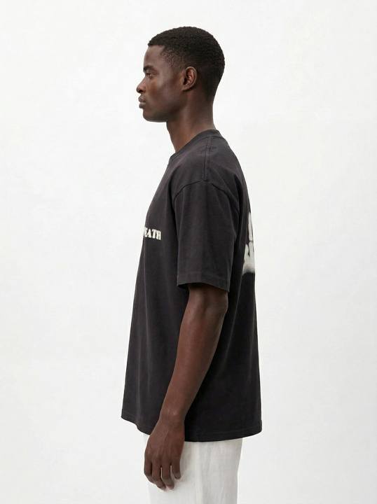 BLACK DEEP BREATH GRAPHIC OVERSIZED T-SHIRT S27