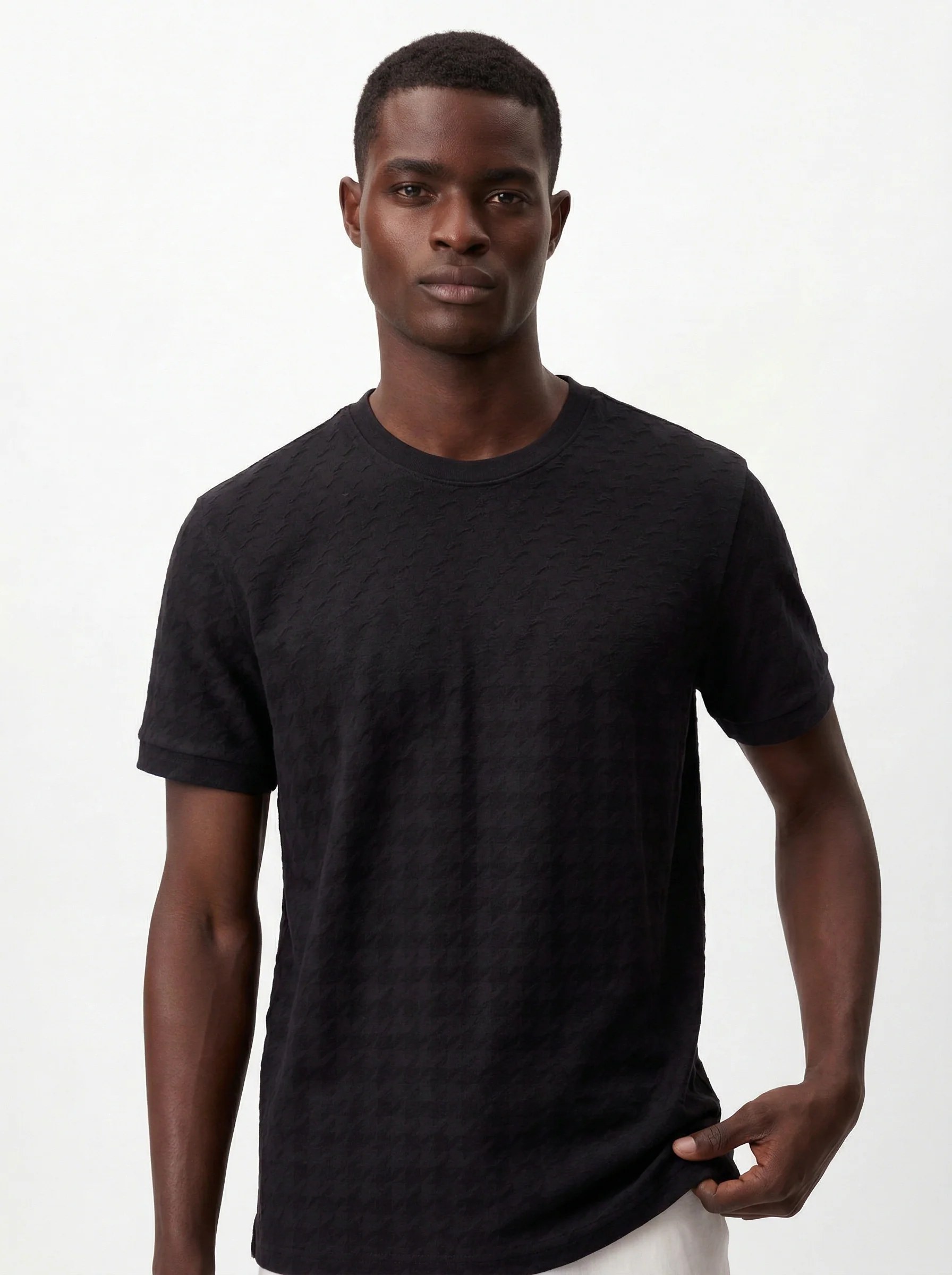 BLACK MONOGRAM JACQUARD SLIM-FIT T-SHIRT S27