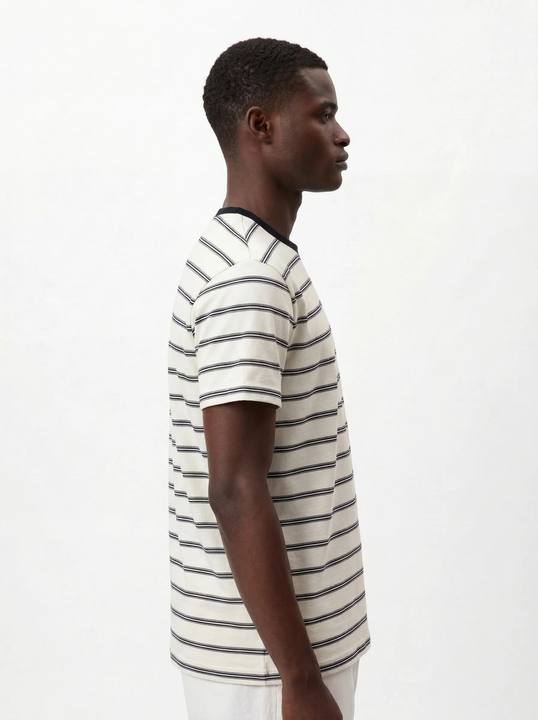 OFF WHITE STRIPED CREWNECK SLIM-FIT T-SHIRT S27