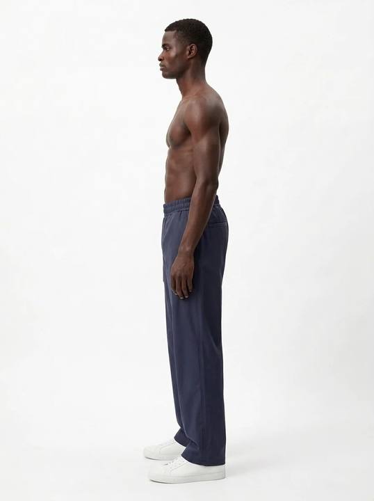 NAVY LIGHTWEIGHT GABARDINE WIDE-LEG PANTS S27