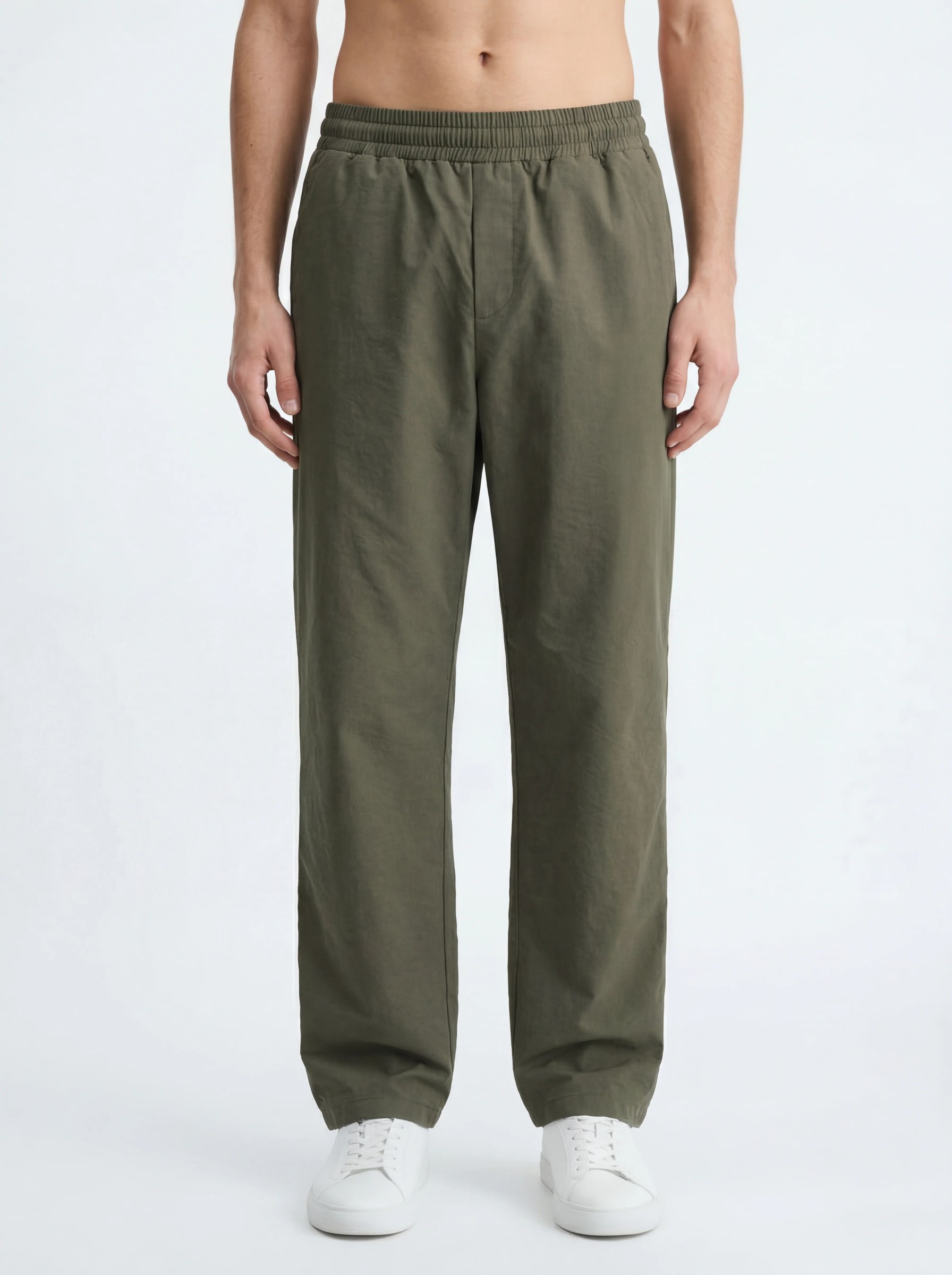 MILITARY OLIVE WIDE-LEG TENCEL PANTS S27