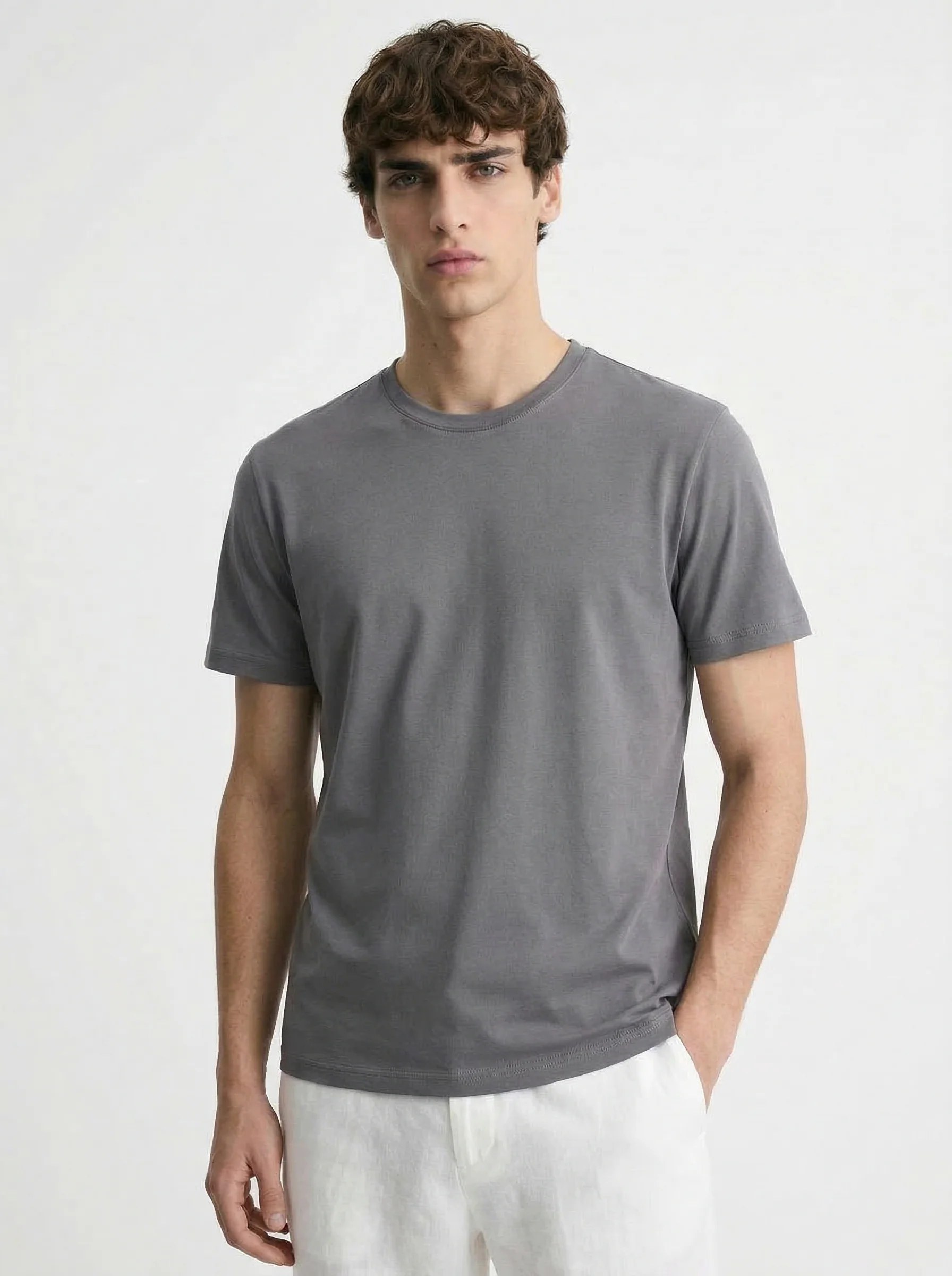 GRAPHITE GREY SLIM BASIC T-SHIRT W27N
