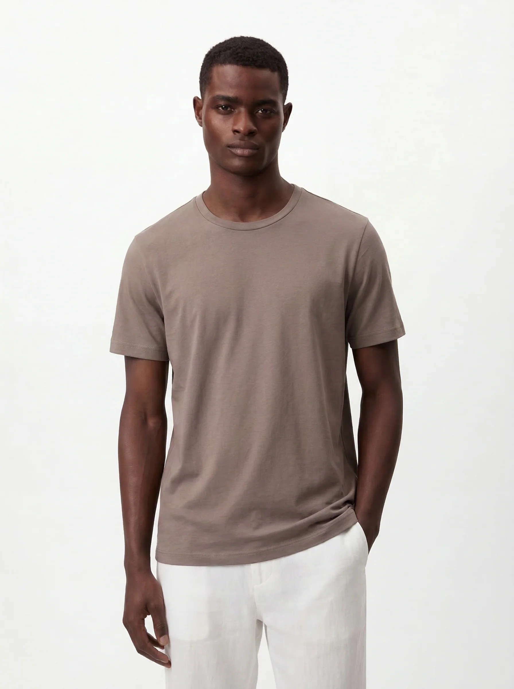 DUSTY MOCCA SLIM BASIC T-SHIRT S27