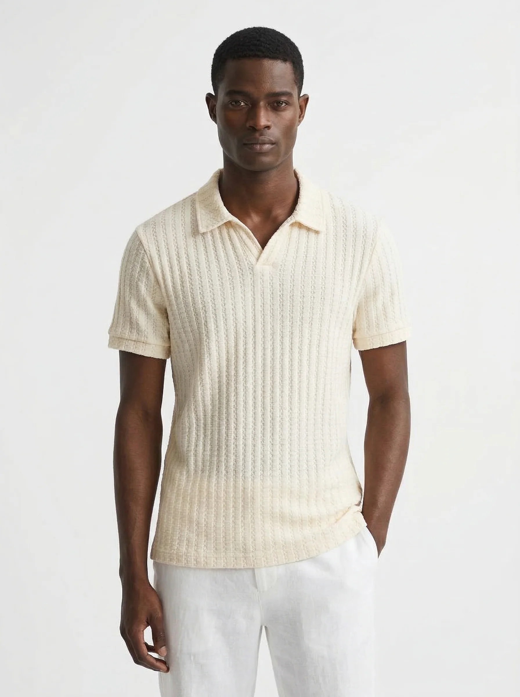 OFF-WHITE SLIM STRUCTURED RIB POLO S27