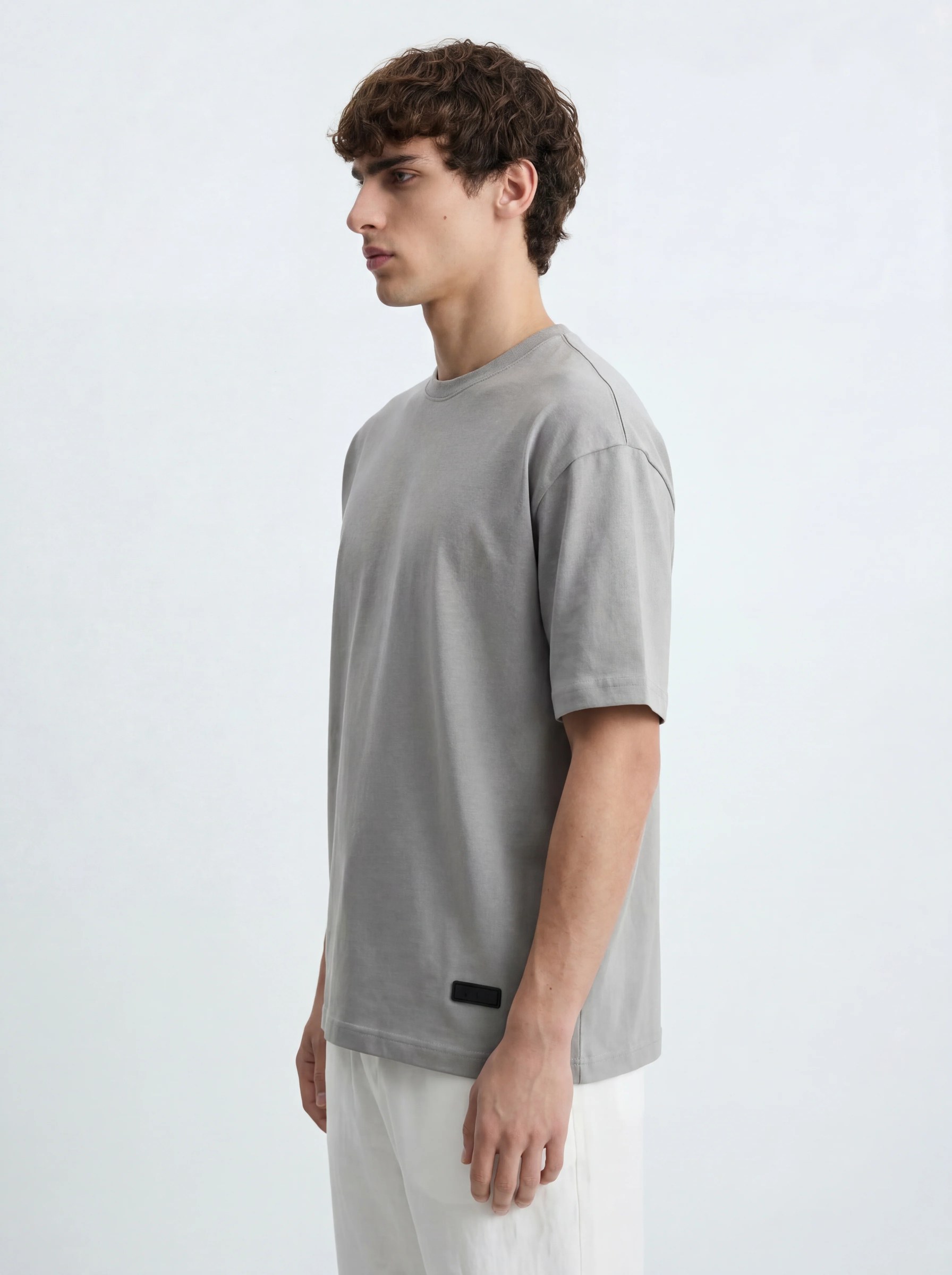 STONE GREY OVERSIZED COTTON T-SHIRT S27