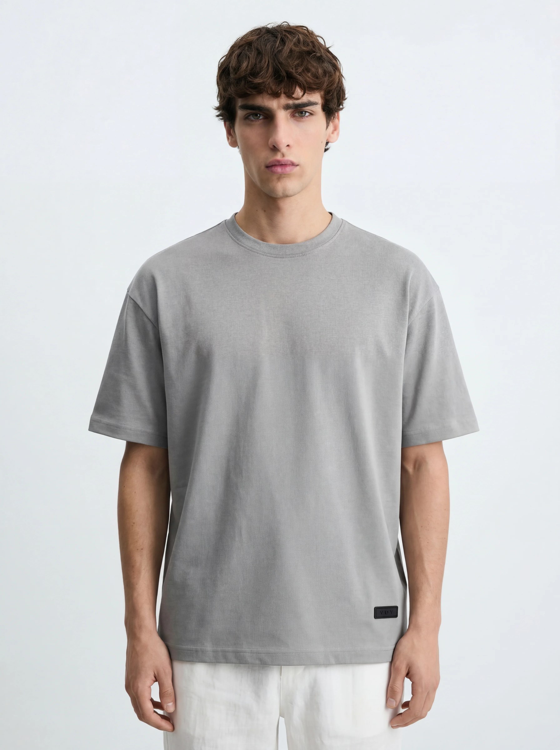 STONE GREY OVERSIZED COTTON T-SHIRT S27