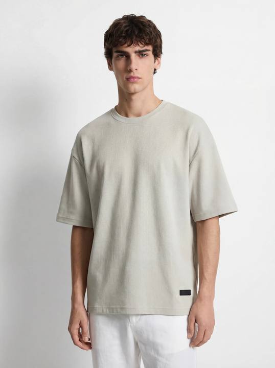 GREIGE MICRO RIB OVERSIZED T-SHIRT S27