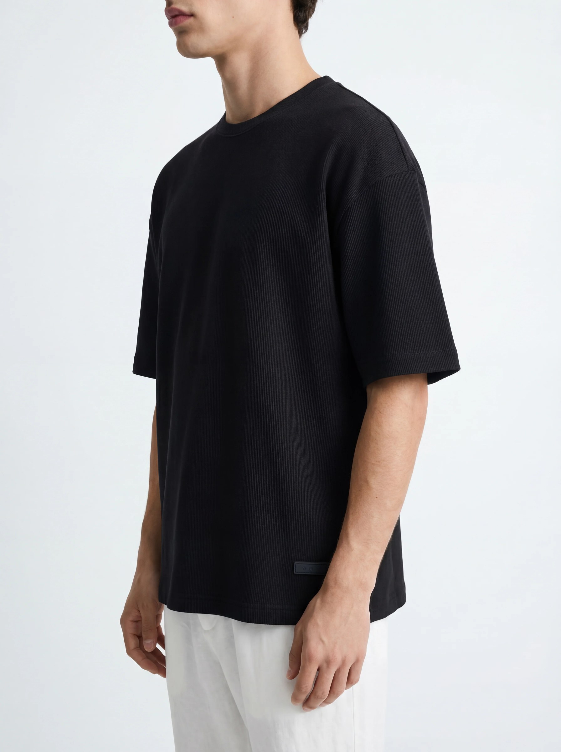 BLACK MICRO RIB OVERSIZED T-SHIRT S27