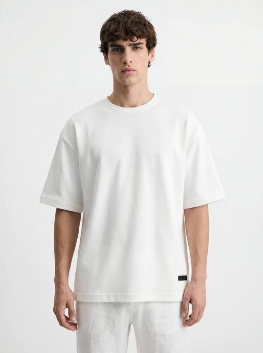 WHITE MICRO RIB OVERSIZED T-SHIRT S27