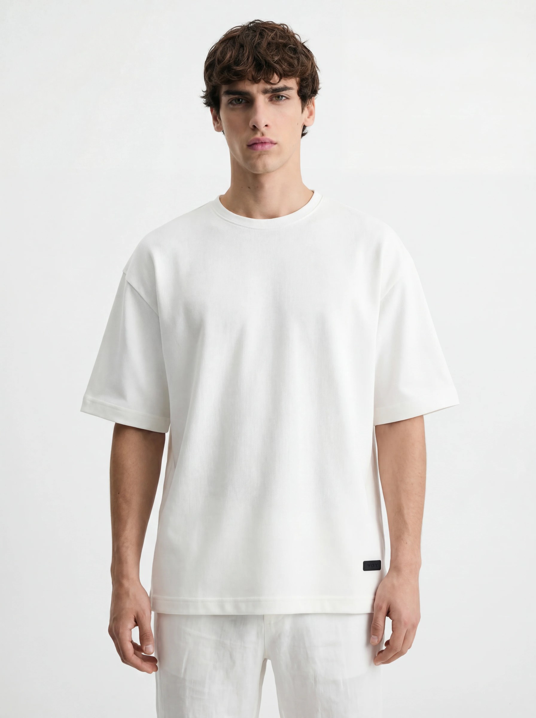 WHITE MICRO RIB OVERSIZED T-SHIRT S27