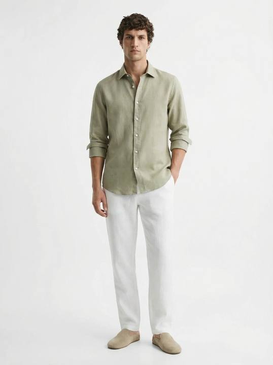 SAGE GREEN RELAXED PURE LINEN SHIRT S27