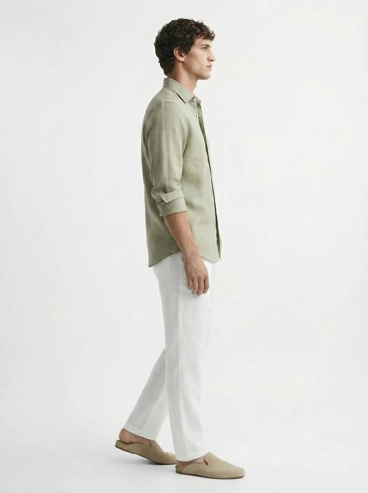 SAGE GREEN RELAXED PURE LINEN SHIRT S27