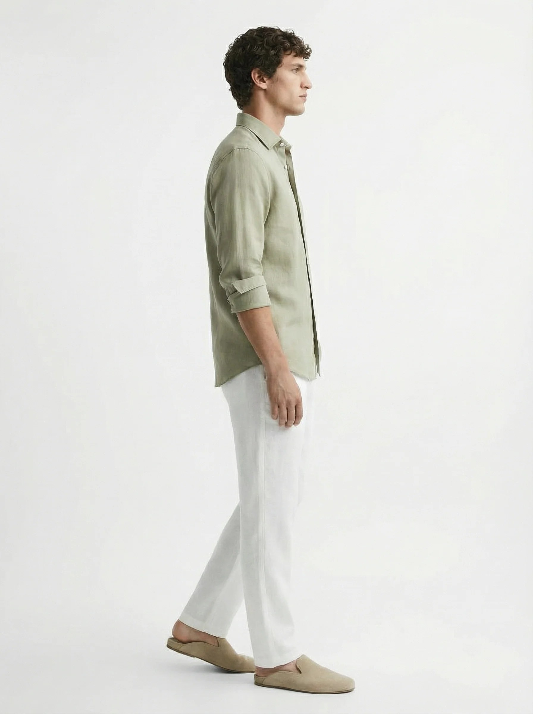 SAGE GREEN RELAXED PURE LINEN SHIRT S27