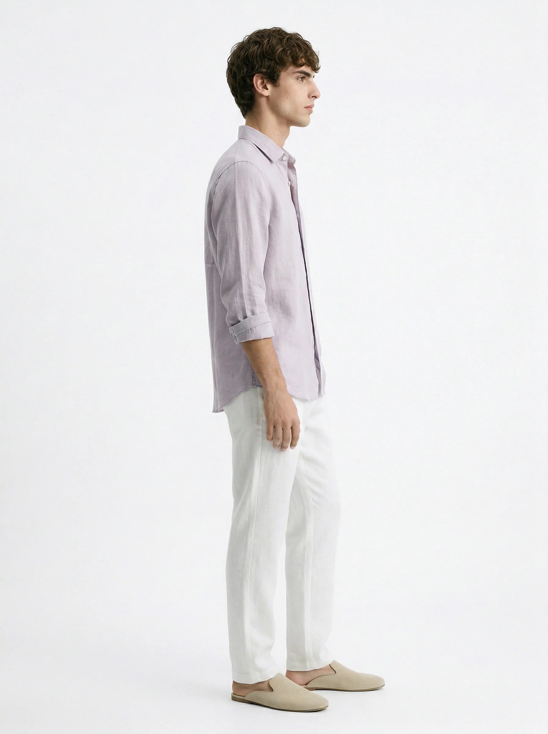 LAVENDER RELAXED PURE LINEN SHIRT S27