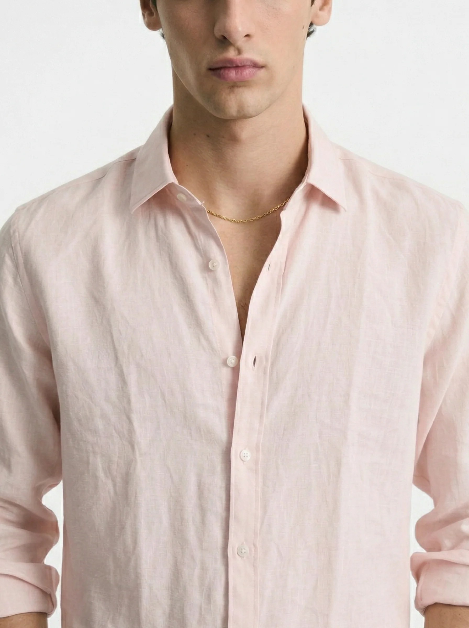 LIGHT BLUSH PINK RELAXED PURE LINEN SHIRT S27