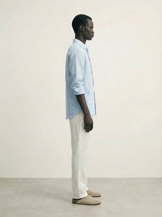 SKY BLUE RELAXED PURE LINEN SHIRT S27