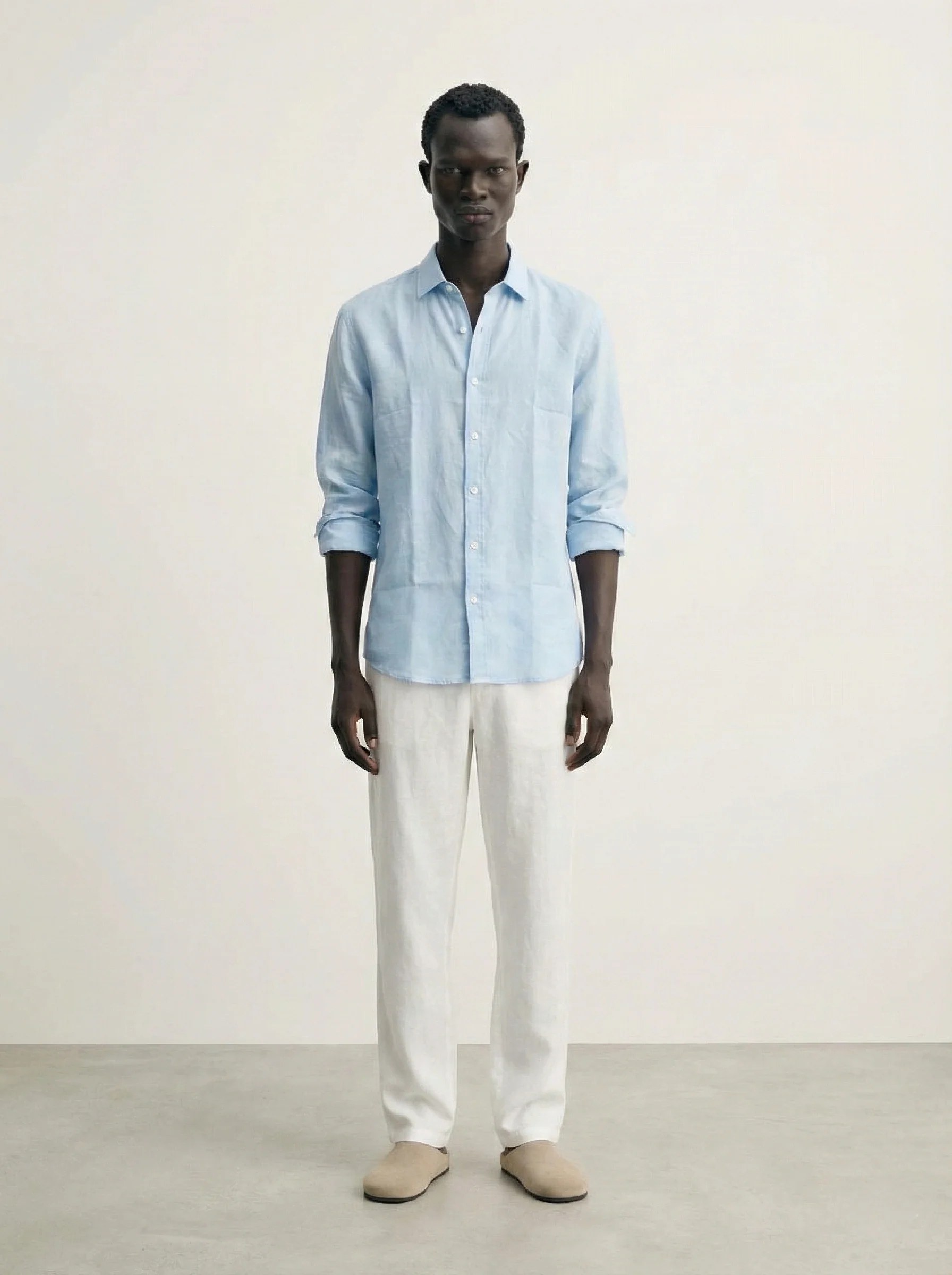SKY BLUE RELAXED PURE LINEN SHIRT S27