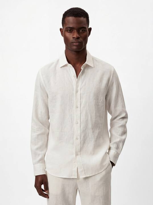 WHITE RELAXED PURE LINEN SHIRT S27
