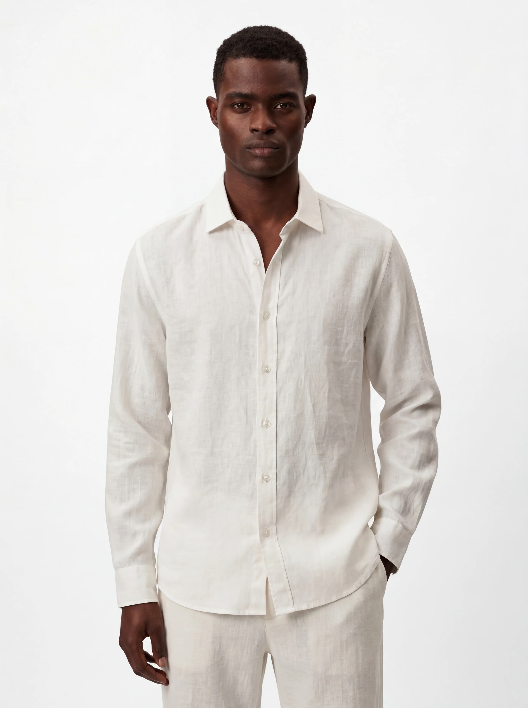 WHITE RELAXED PURE LINEN SHIRT S27