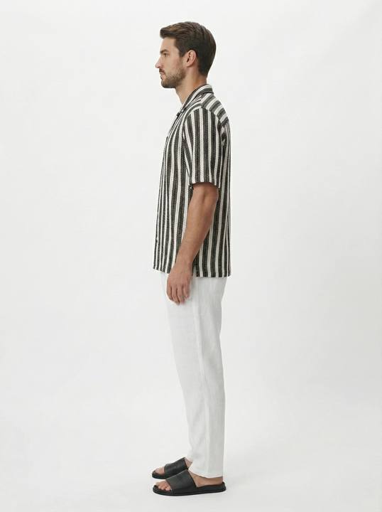 MONO STRIPE TEXTURED RELAXED CUBAN SHIRT S27
