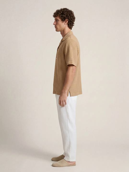 SAND WAFFLE TEXTURED RELAXED CUBAN SHIRT S27