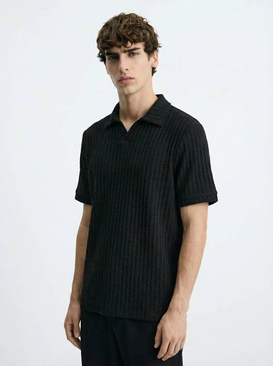 MIDNIGHT SLIM STRUCTURED RIB POLO S27