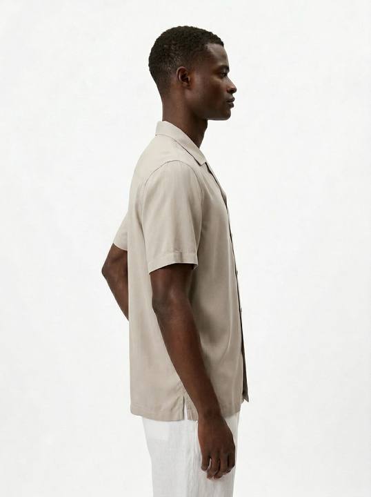 DESERT TAUPE RESORT RELAXED TENCEL SHIRT S27