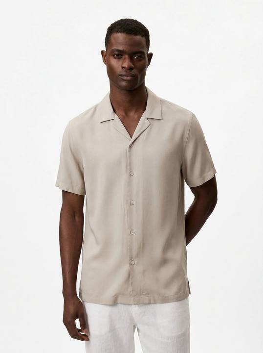 DESERT TAUPE RESORT RELAXED TENCEL SHIRT S27