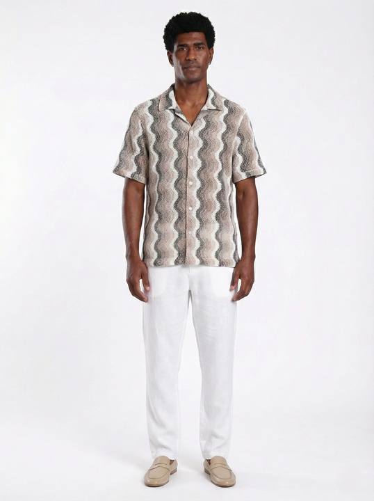 SAND WAVE TEXTURED RELAXED CUBAN SHIRT S27