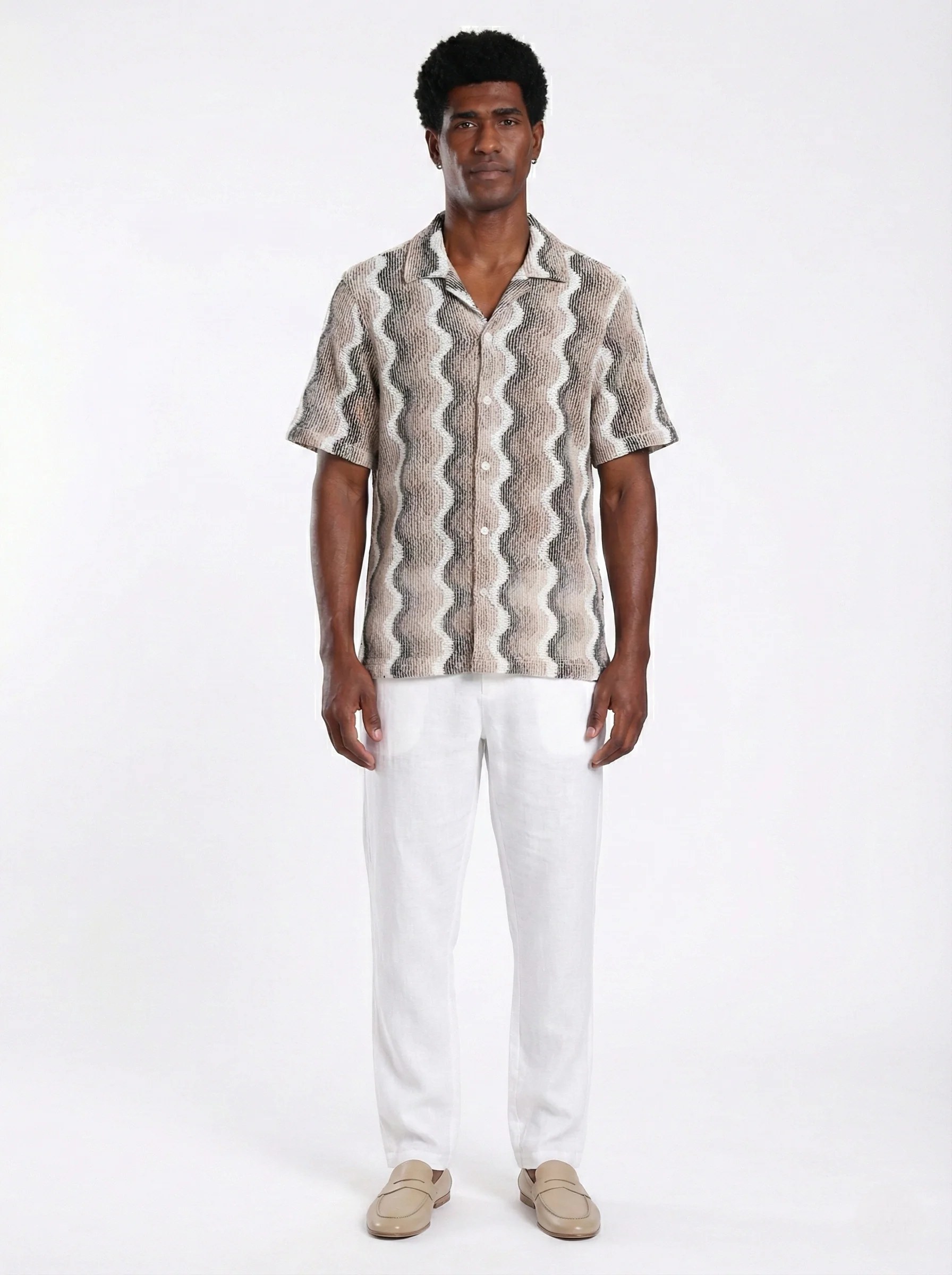 SAND WAVE TEXTURED RELAXED CUBAN SHIRT S27