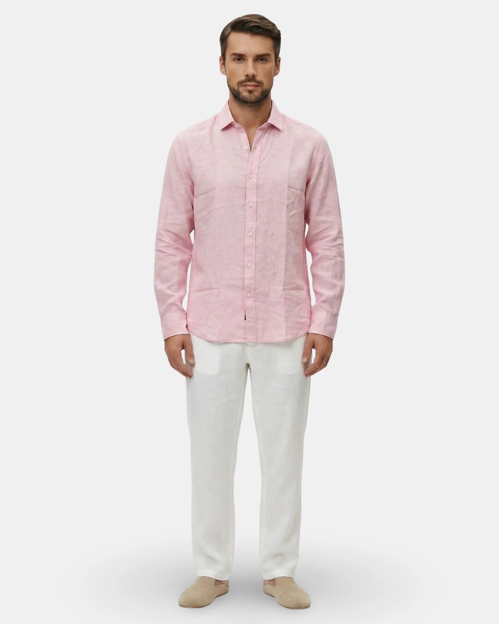 PALE ROSE RELAXED PURE LINEN  SHIRT S27