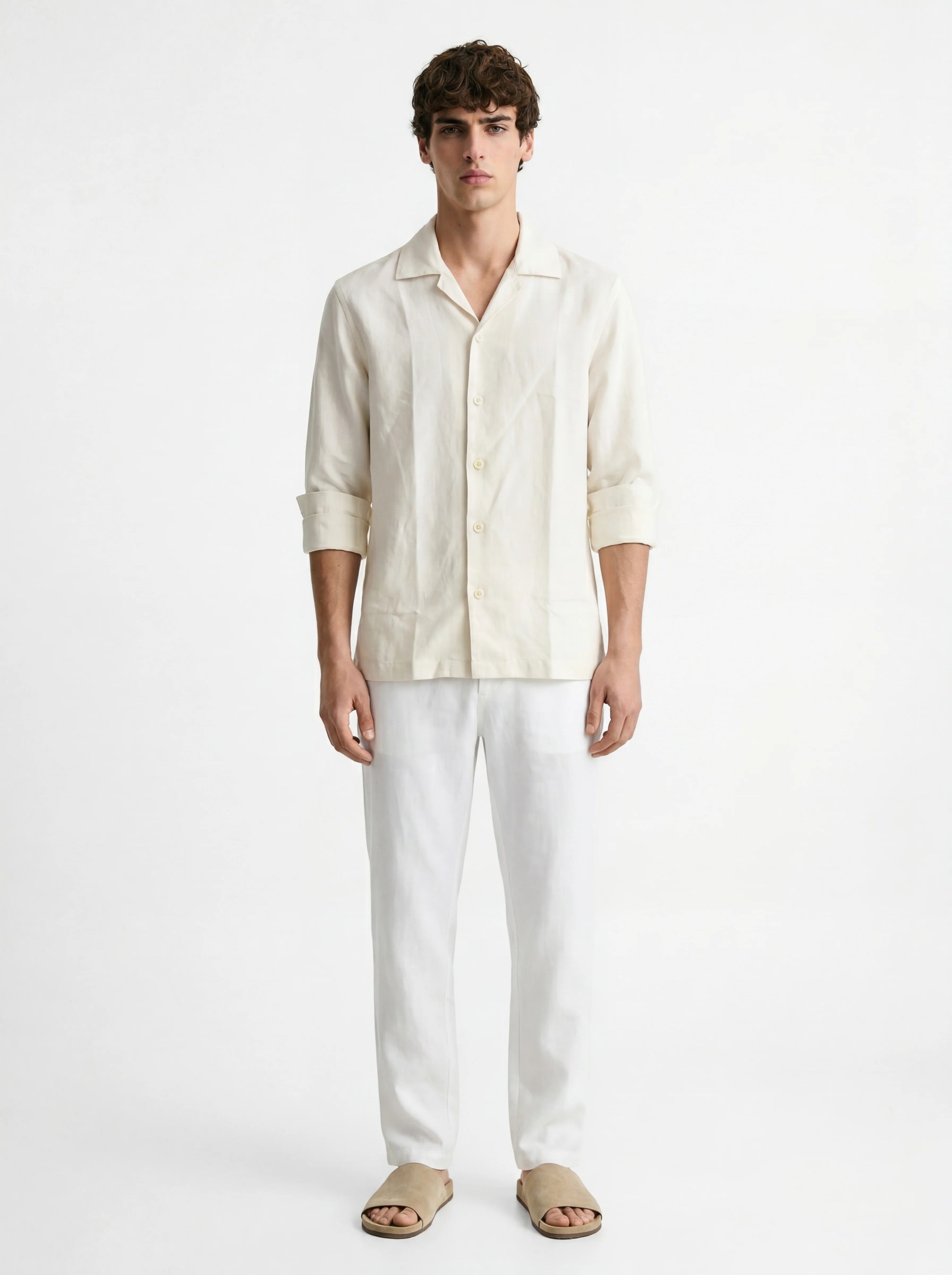 OFF-WHITEWHITE RELAXED LINEN SHIRT S27 – CUBAN COLLAR
