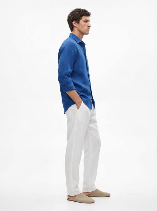 ROYAL BLUE RELAXED PURE LINEN SHIRT S27