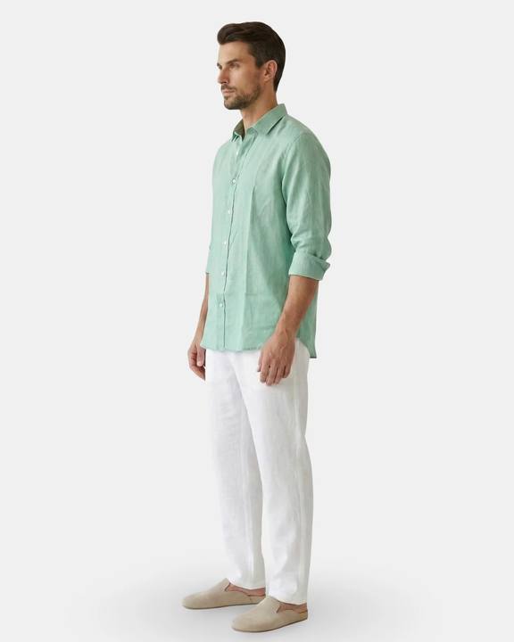 SEAFOAM GREEN RELAXED PURE LINEN SHIRT S27