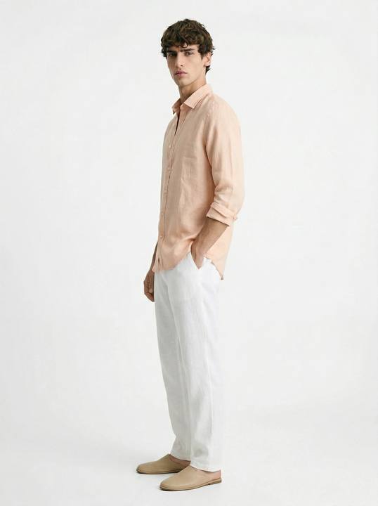 PEACH FUZZ RELAXED PURE LINEN SHIRT S27