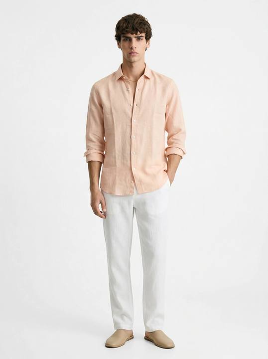 PEACH FUZZ RELAXED PURE LINEN SHIRT S27