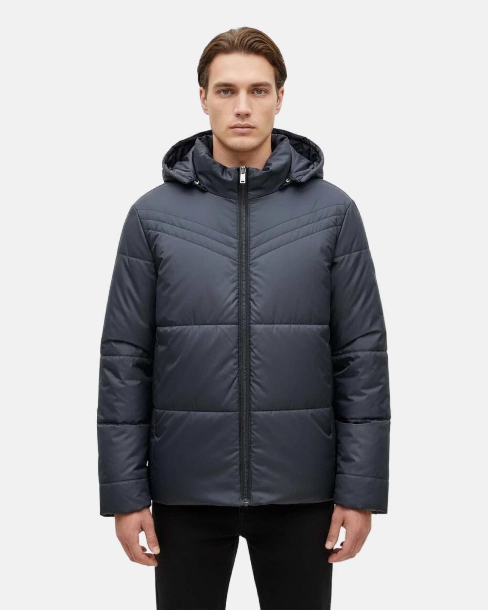 MIDNIGHT NAVY PADDED HOODED PUFFER W26