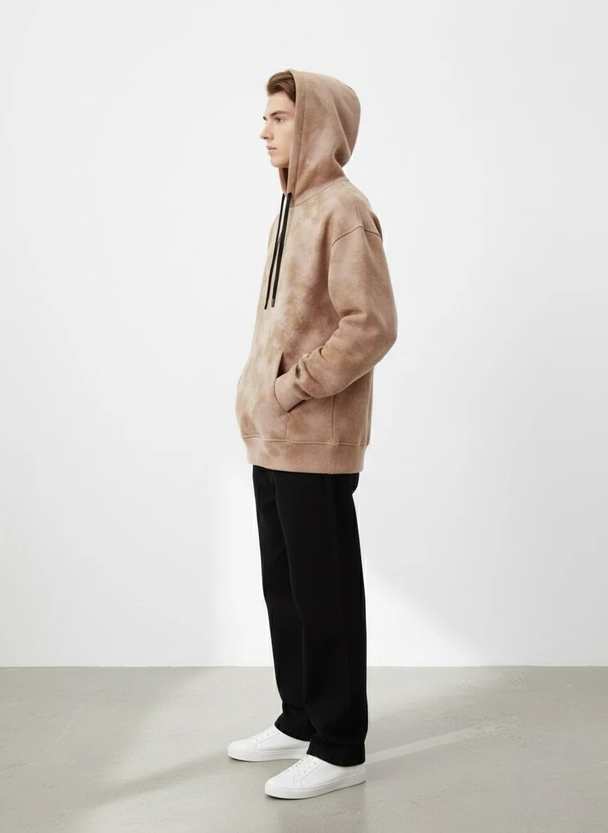 MOCHA SAND CLOUD-DYE OVERSIZED HOODIE W26