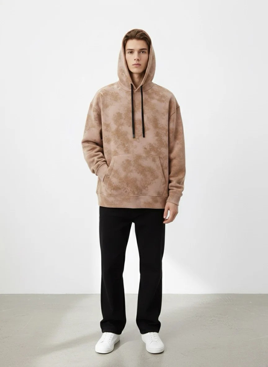 MOCHA SAND CLOUD-DYE OVERSIZED HOODIE W26