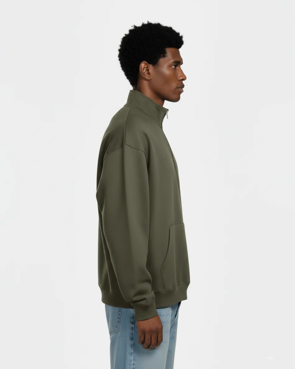 OLIVE OVERSIZED QUARTER-ZIP SWEATSHIRT W26