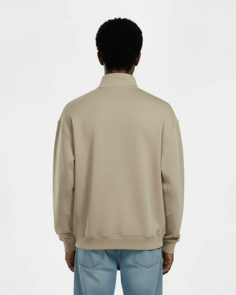 BEIGE OVERSIZED QUARTER-ZIP SWEATSHIRT W26