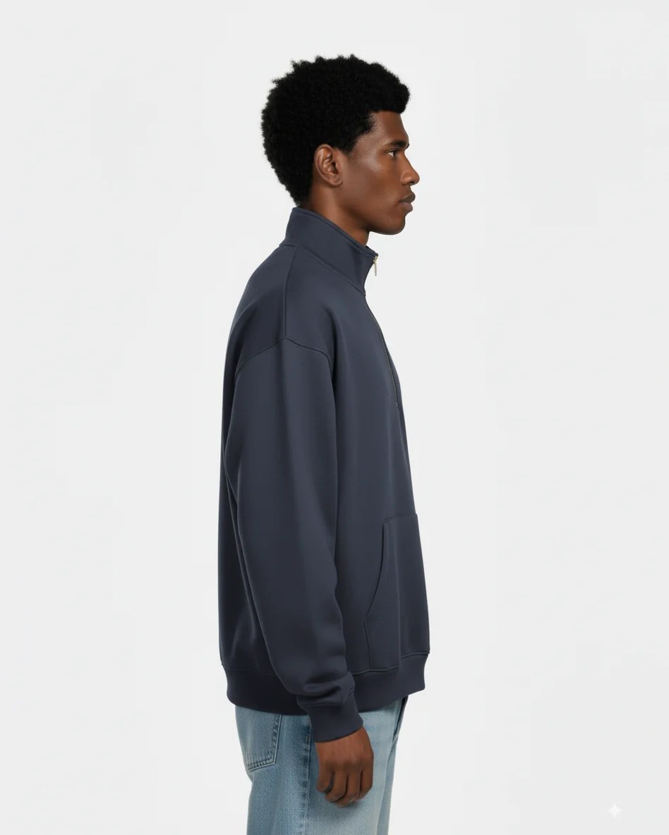 NAVY OVERSIZED QUARTER-ZIP SWEATSHIRT W26