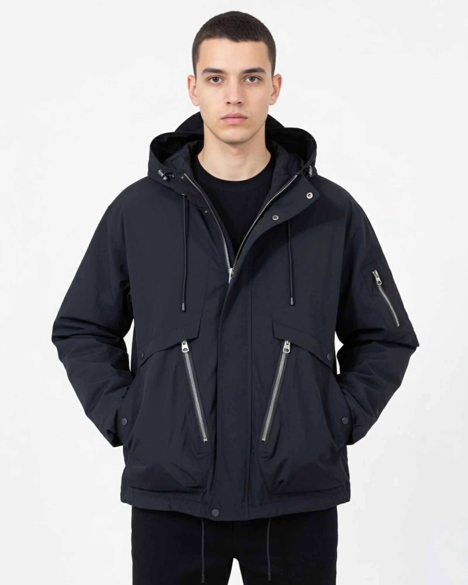 BLACK TECHNICAL PARKA JACKET W26