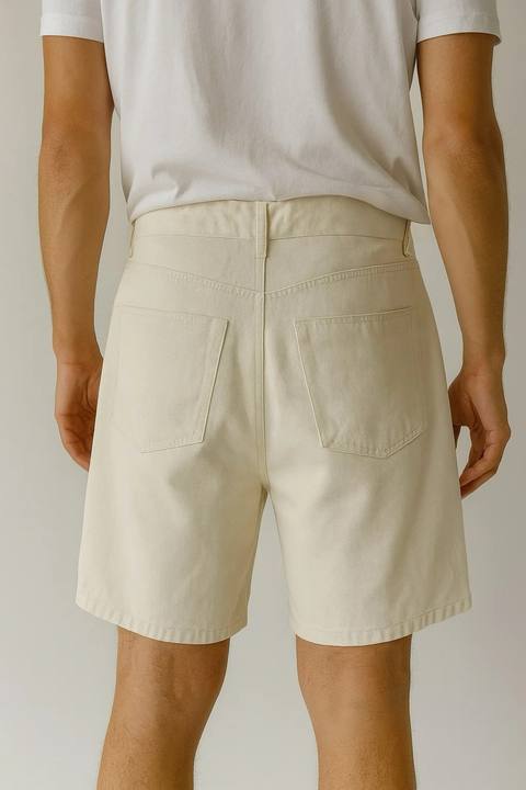 BUTTERMILK BEIGE HIGH-WAISTED DENIM SHORT S27