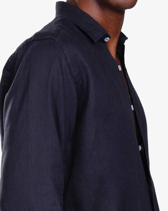NAVY 100% LINEN SHIRT S27N